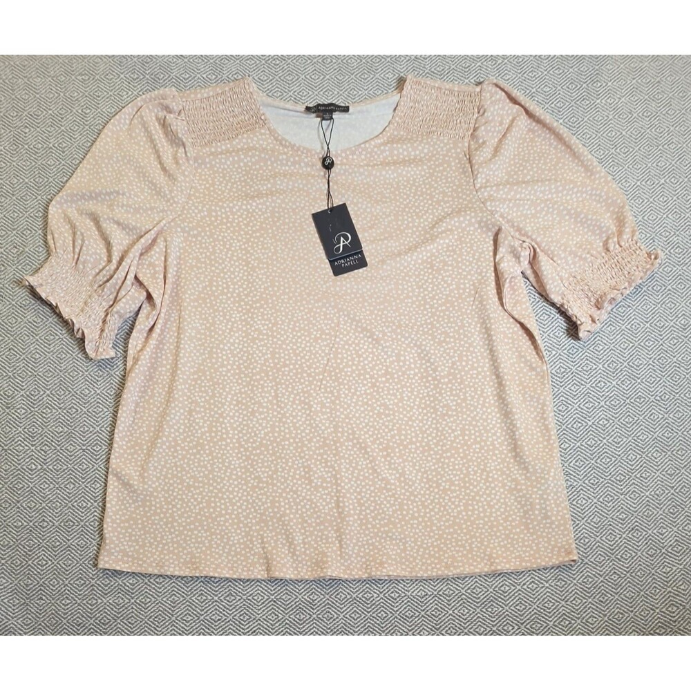 Adrianna Papell Smocked Sleeve Blouse – NWT Size Large